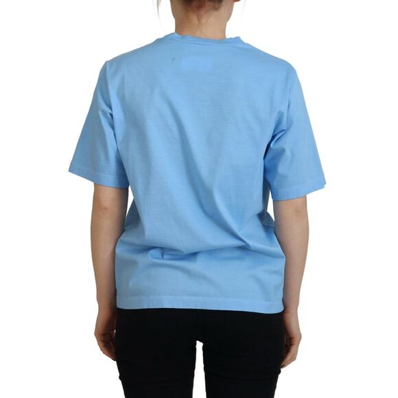 Dsquared² Blue Logo Print Cotton Crewneck Short Sleeve Women's T-shirt - Picture 3 of 5